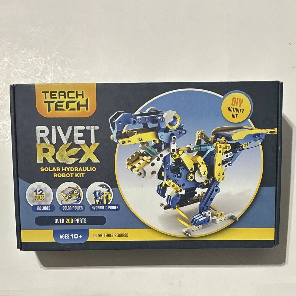 Teach Tech Rivet Rex 12-in-1 Solar Hydraulic Robot STEM Kit TTG618 Sealed